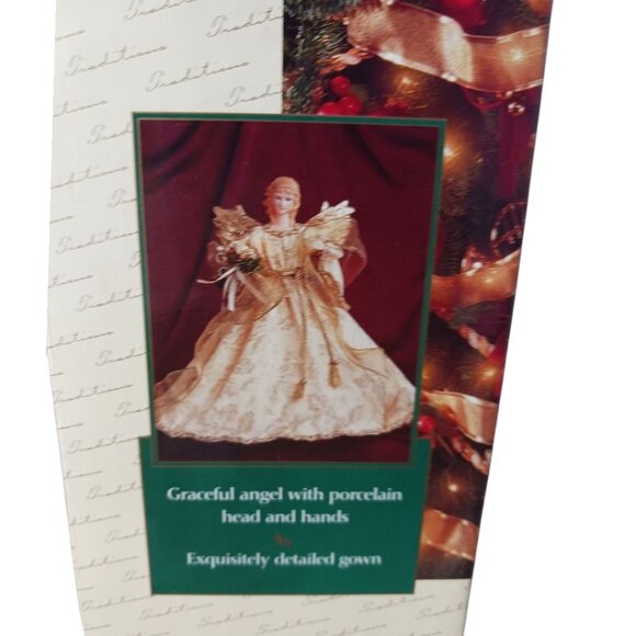 Traditions Vtg Graceful Angel Tree Top With Porcelain Head & Hands Gold Wings - Picture 4 of 11